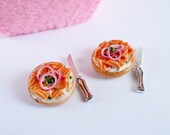 Lox Plain Bagel Chain Cufflinks - Miniature Food Art Jewelry Collectable - Schickie Mickie Original 100% Handmade