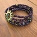 Purple and Green Patina Beaded Adjustable Memory Wire Bangle Bracelet: Soleil