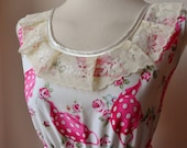 Lace Detail Dress Teapots and Roses / Handmade / Choose Your Size
