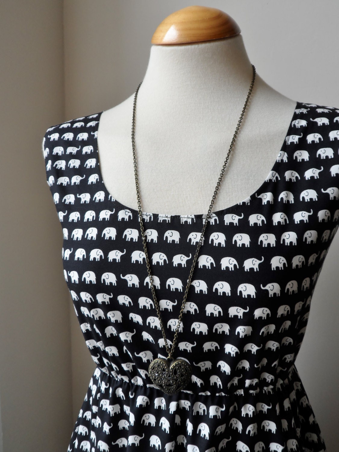 Super Cute Black and White Elephant Dress / Handmade / Choose Your Size