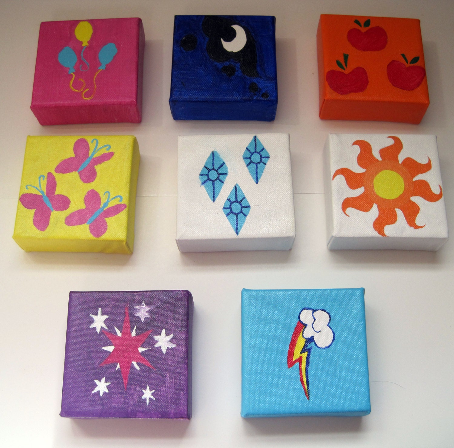 My Little Pony Friend Ship Is Magic Cutie Mark Oil Painting Kawaii 4 x 4