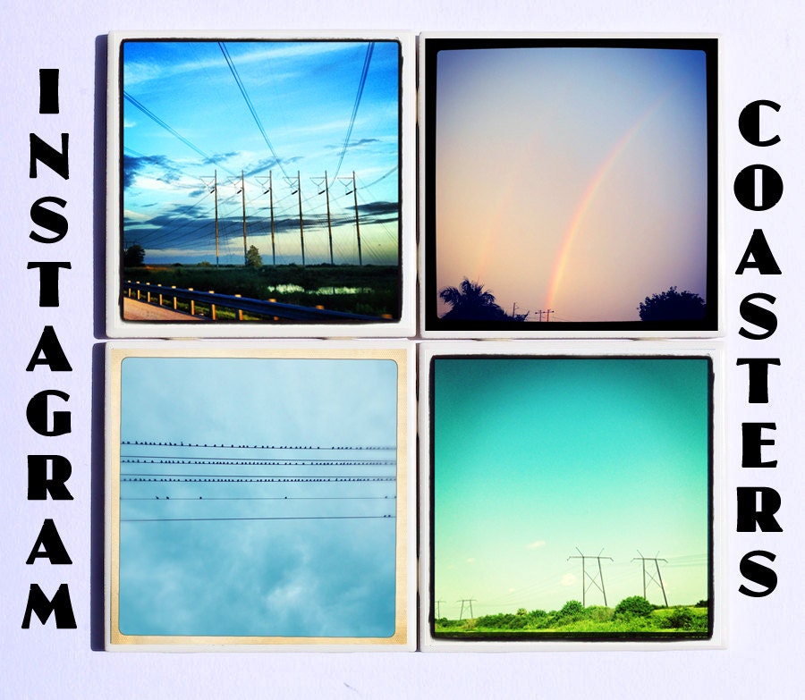 Instagram Drink Coasters - Instagram Photography, Ceramic Decorative Tiles, Set of 4 - Custom Photography
