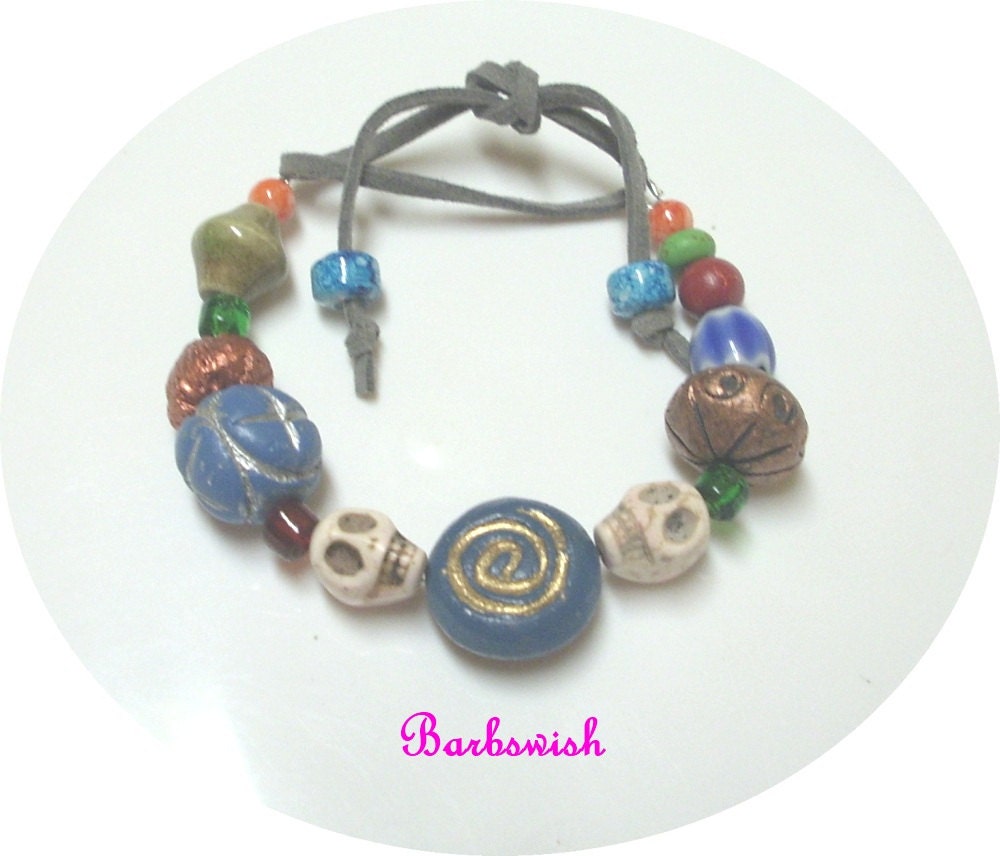 Spring Summer Bracelet Funky Chunky  Fun Jewelry OOAK (cf4)