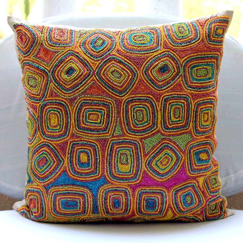 Decorative Throw Pillow Covers Accent Pillow Couch 16 Inch Silk Pillow Cover Embroidered Colorful Dream Bedroom Bedding Housewares Handmade
