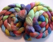 Summer rainbows - Silk and BFL Wool Roving (Top) - Handpainted Spinning or Felting Fiber - 4 ounces