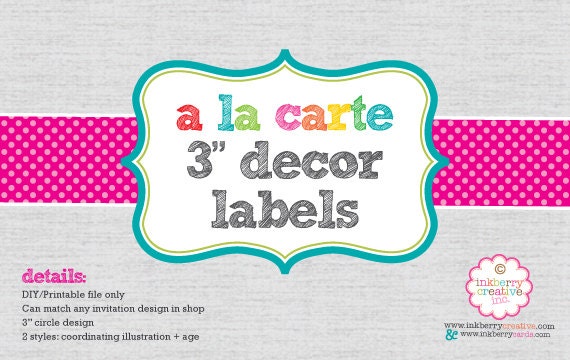 A La Carte DECOR STICKERS - 3" Round - DIY Digital Printable File