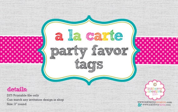 A La Carte FAVOR TAGS - 3" Round - DIY Digital Printable File Il_170x135