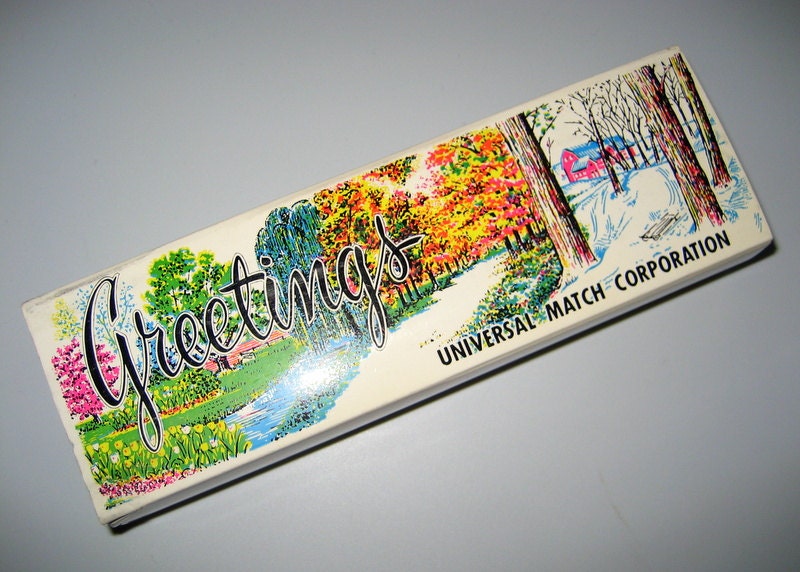 Vintage 1970s Decor Matchbook Full Package of DOZEN Universal Matchbook Corp.