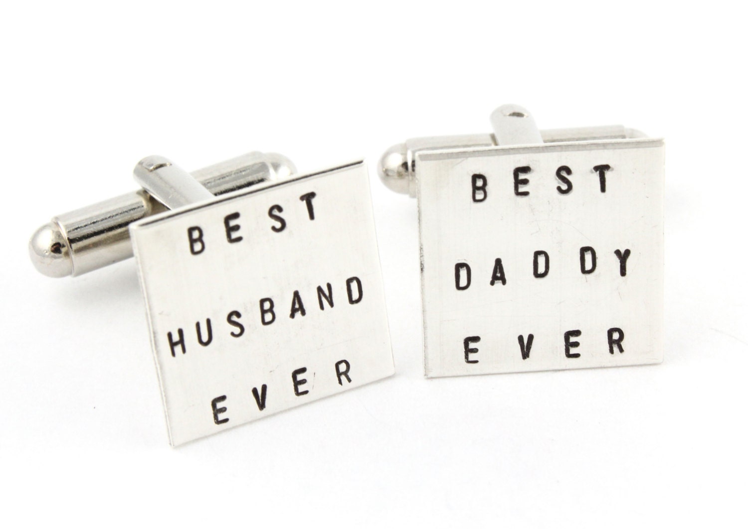 Best Husband Ever - Best Daddy Ever - Square Cufflinks - Sterling Silver Personalized Cuff Links - Father's Day Gift