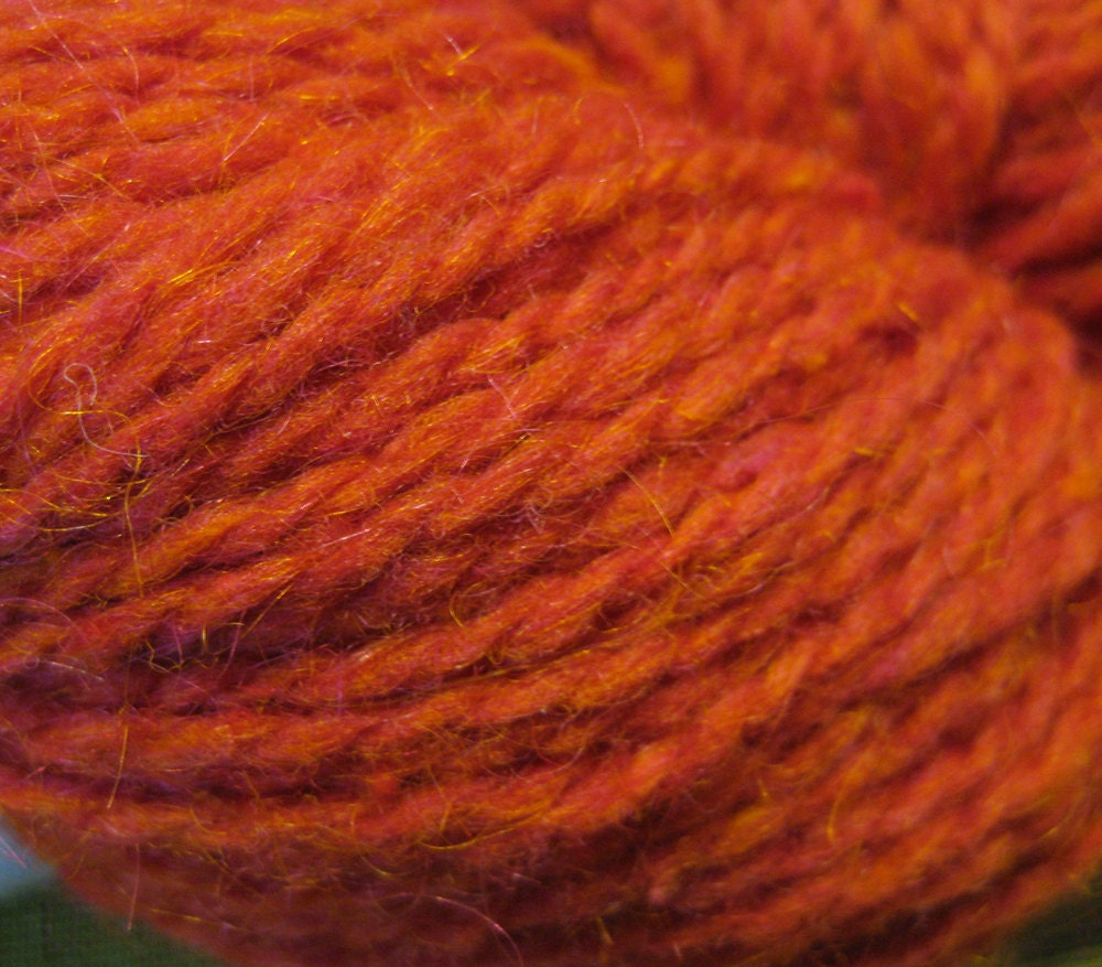 Peace Fleece - Knitting Wool Mohair - Salmon Red Orange - Warm Wool from a Cold War - Worsted Weight