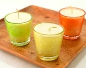Summer Candles Container Soy Candle Shabby Chic Dragonflies Flowers Glass Container Candles Choose Yellow Orange Green
