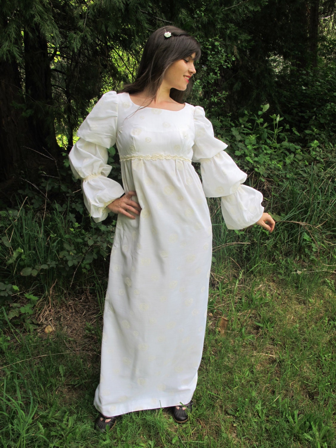 Bohemian Edwardian Tiered Sleeve Empire Waist Dress