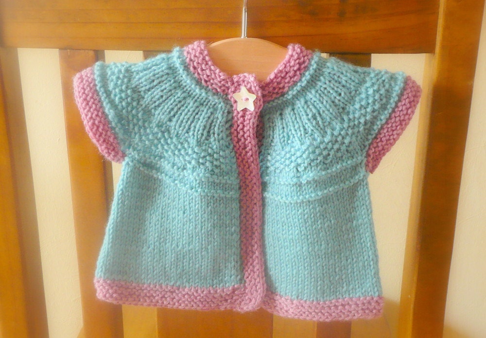 Knitting PATTERN Seamless Top Down Baby Girl CARDIGAN Sweater -  Seren a top down seamless yoked cardigan