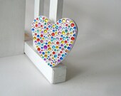 Multi colored rhinestone mosaic heart - original art