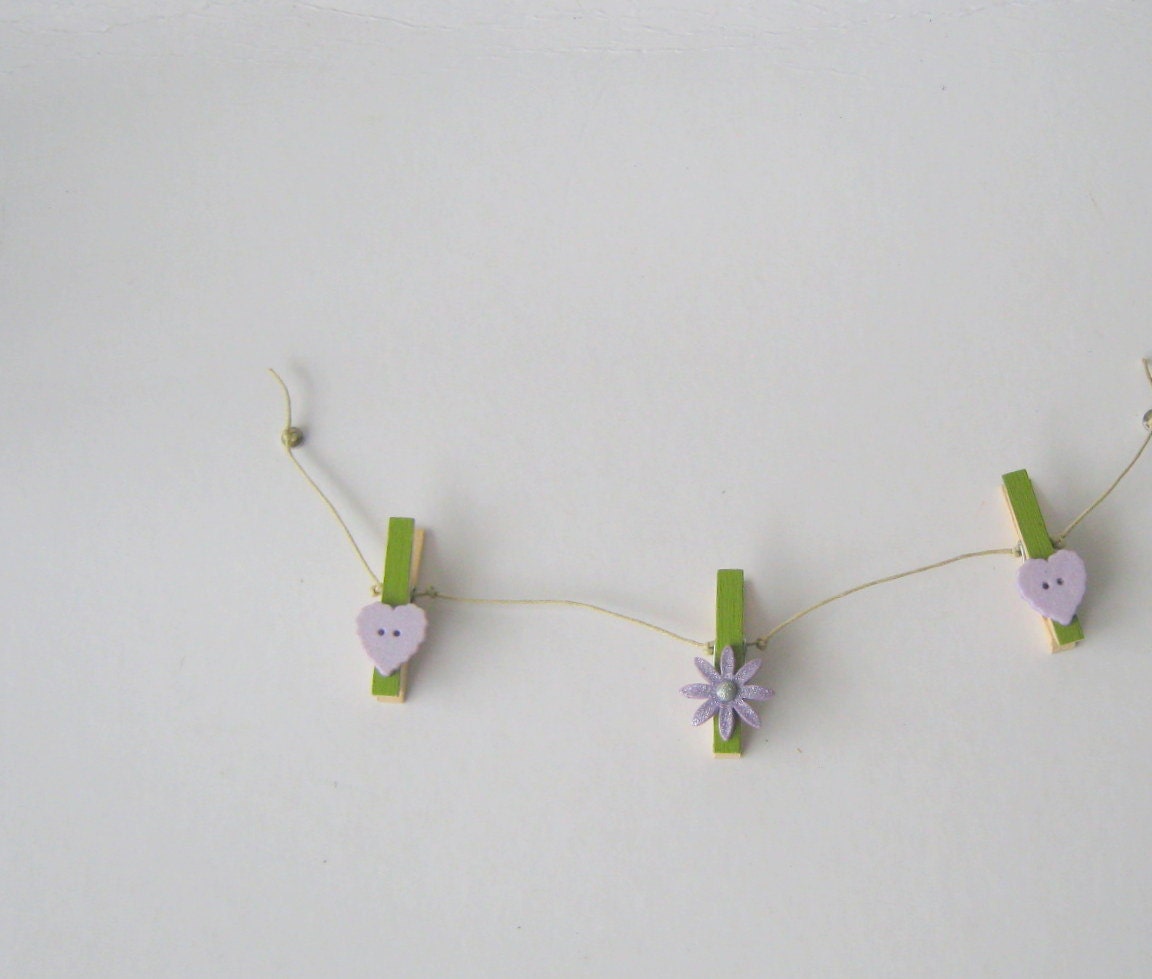 Heart flower magnets - set of 3 on a waxed cord - small
