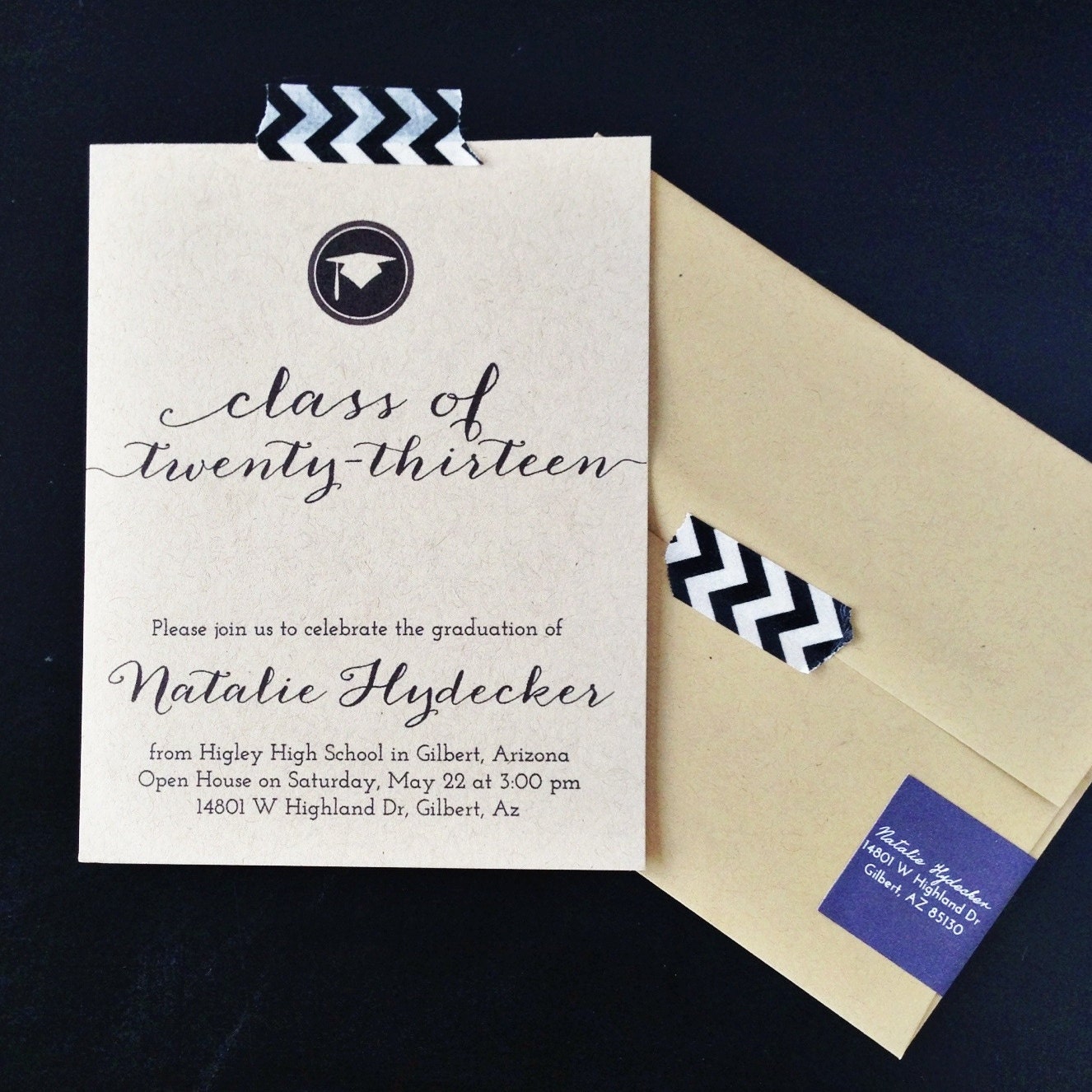 classic graduation invitation. kraft cardstock. printed and handmade Il_170x135