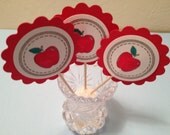 Cup Cake Toppers, Apples, 12 Food Picks, Birthday Party, Appetizers, Celebration Dinner, Tooth Picks, Decoration, Classroom Treats