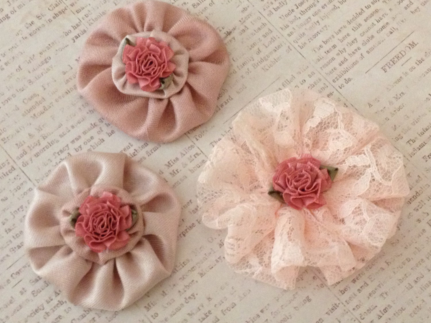 Shabby Chic Rosettes, Embellishments, Applique, Headbands, Mixed Media, Holidays, Home Decor, Accessories, Package Toppers, Etc, Mixed Set