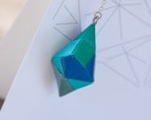 Handmade Origami Earrings, Modular - Blue, Gray, Green, Aqua