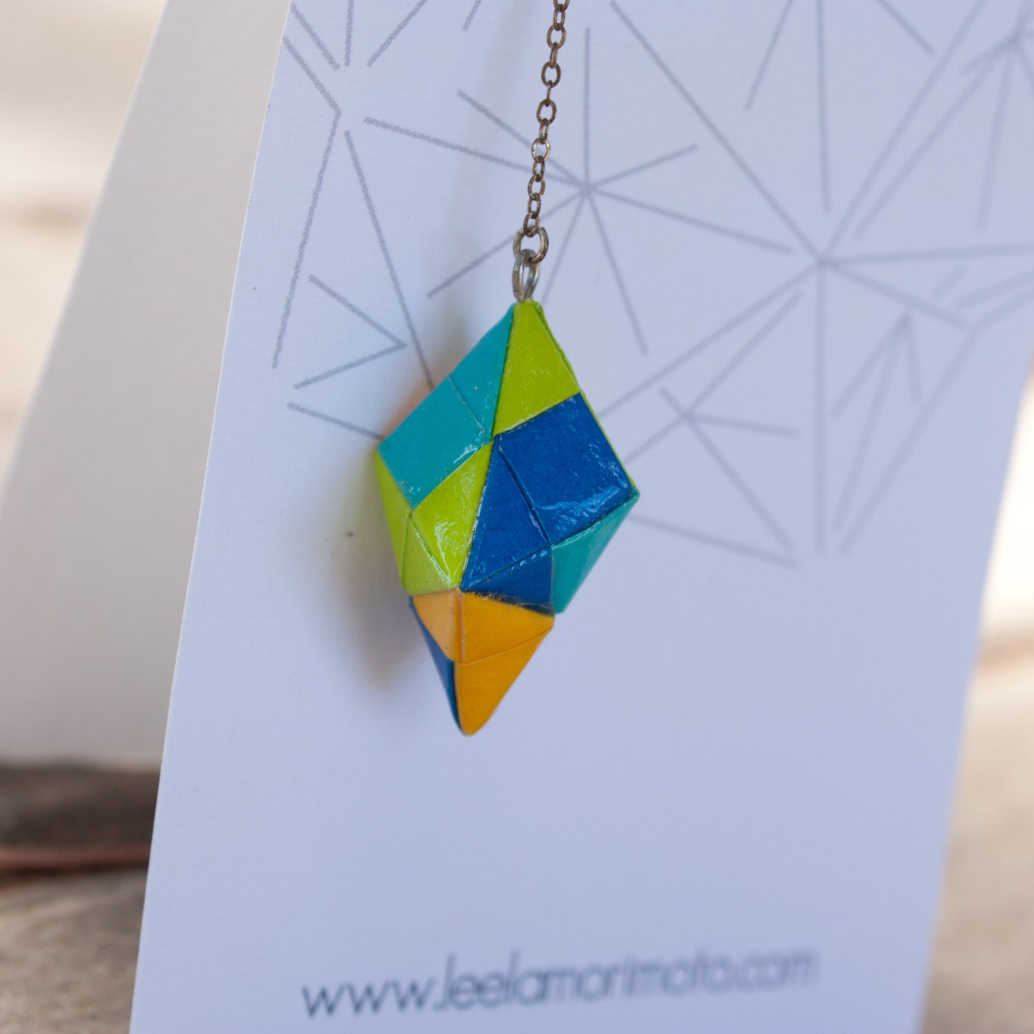 Handmade Origami Earrings, Modular - Blue, Lime, Yellow, Aqua