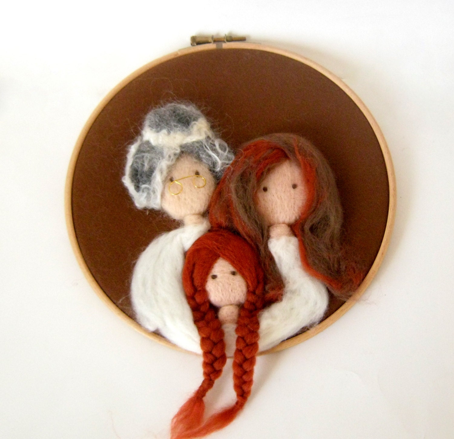3D Needle Felted Tapestry - 3 Generation - Wool Art - Wall Decor