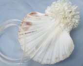 Beach Wedding Ring Pillow with Ivory Bloom Cluster Shell Wedding Ring Bearer Pillow Seashell