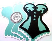 Vintage Style Tiffany Blue, PEARLESCENT METALLIC - SHIMMER - Layer Corsets w Scallop Bottom Cardstock Die Cuts, Pick Color Set of 9 pcs.