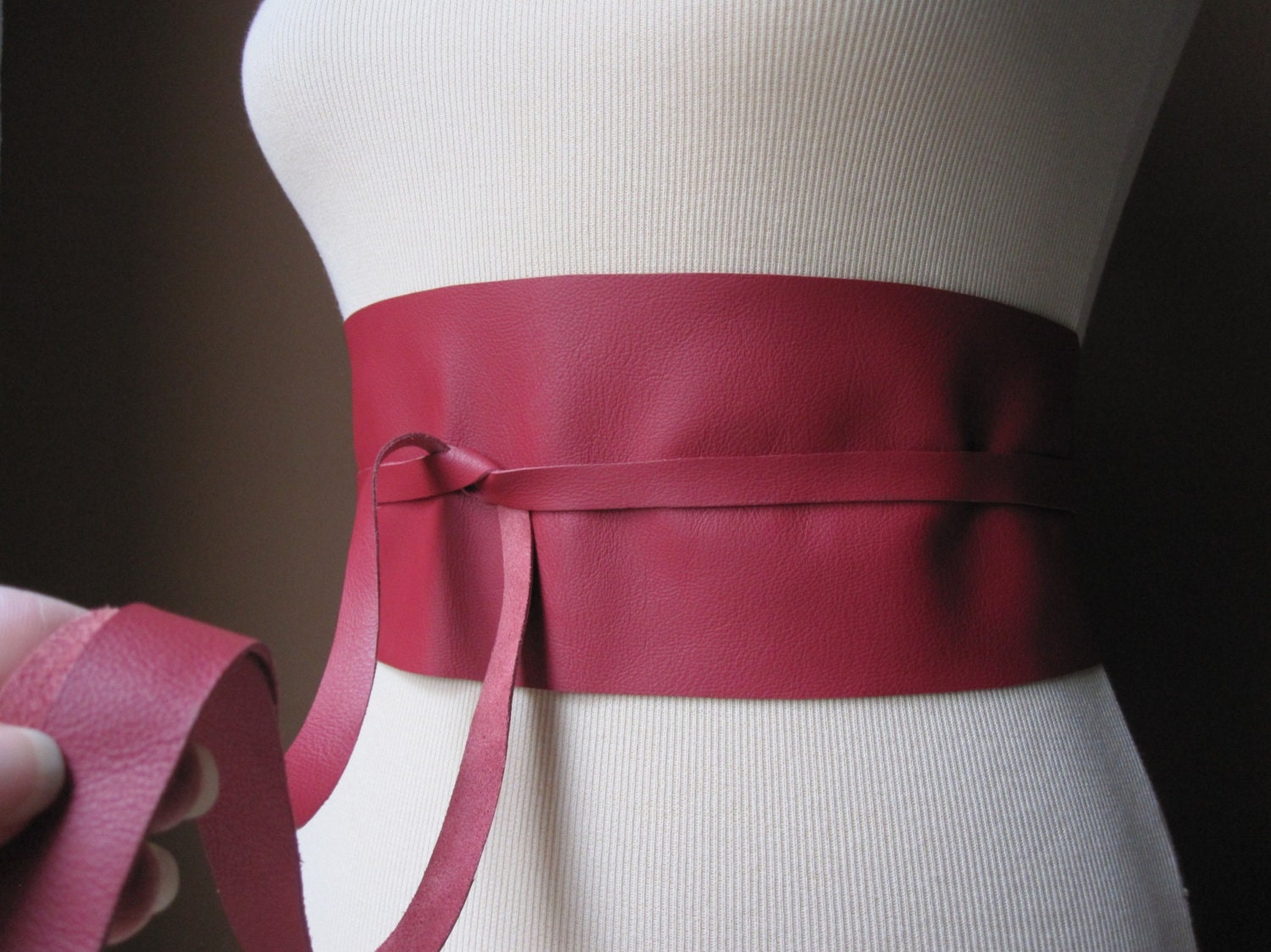 Red - Leather Obi Belt