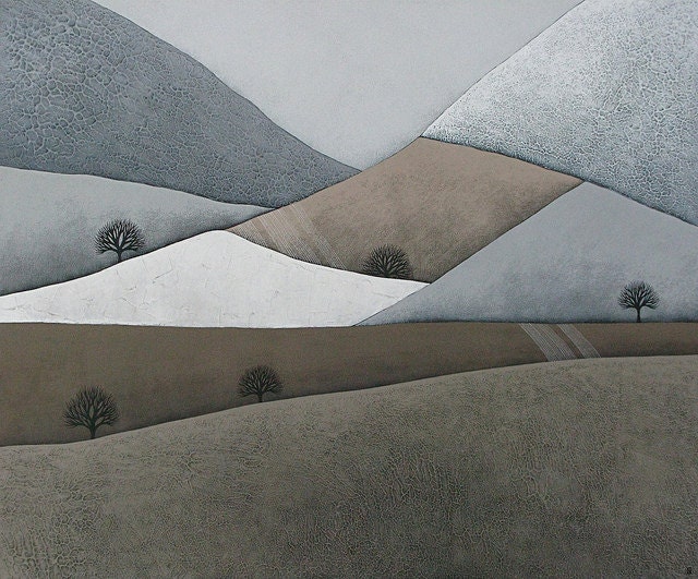patchwork hills 5 // original contemporary fine art landscape painting on canvas // by natasha newton