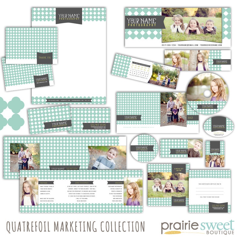 Quatrefoil - Photography Marketing Package - 11 Customizable Items - Photoshop Template Set (19 Files Total) MC8005