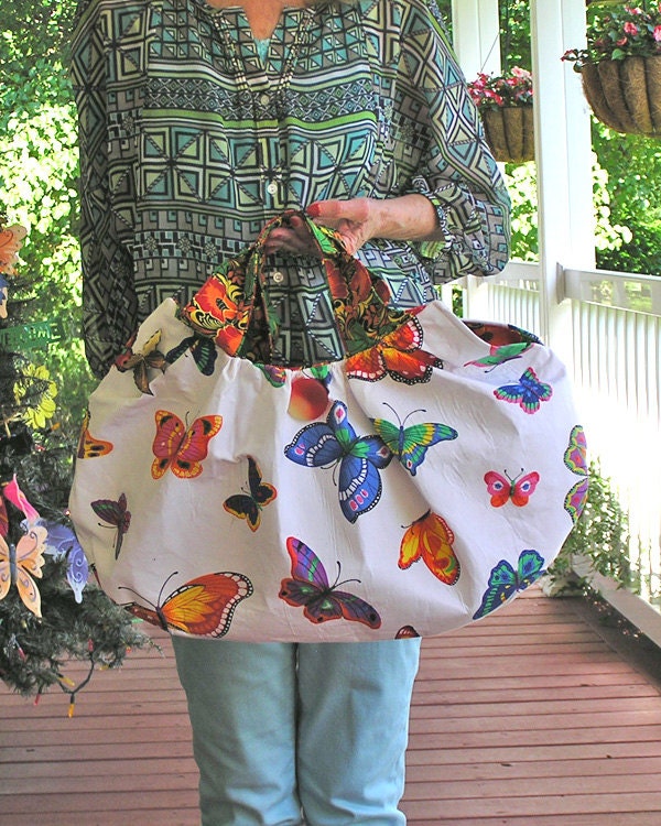 The Most Beautiful Butterfly Handbag - A Large Cotton Handbag in Butterfly Print Fabric