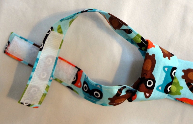 READY TO SHIP Boys Tie in Aqua Raccoons - adjustable to fit sizes 2T through 5T