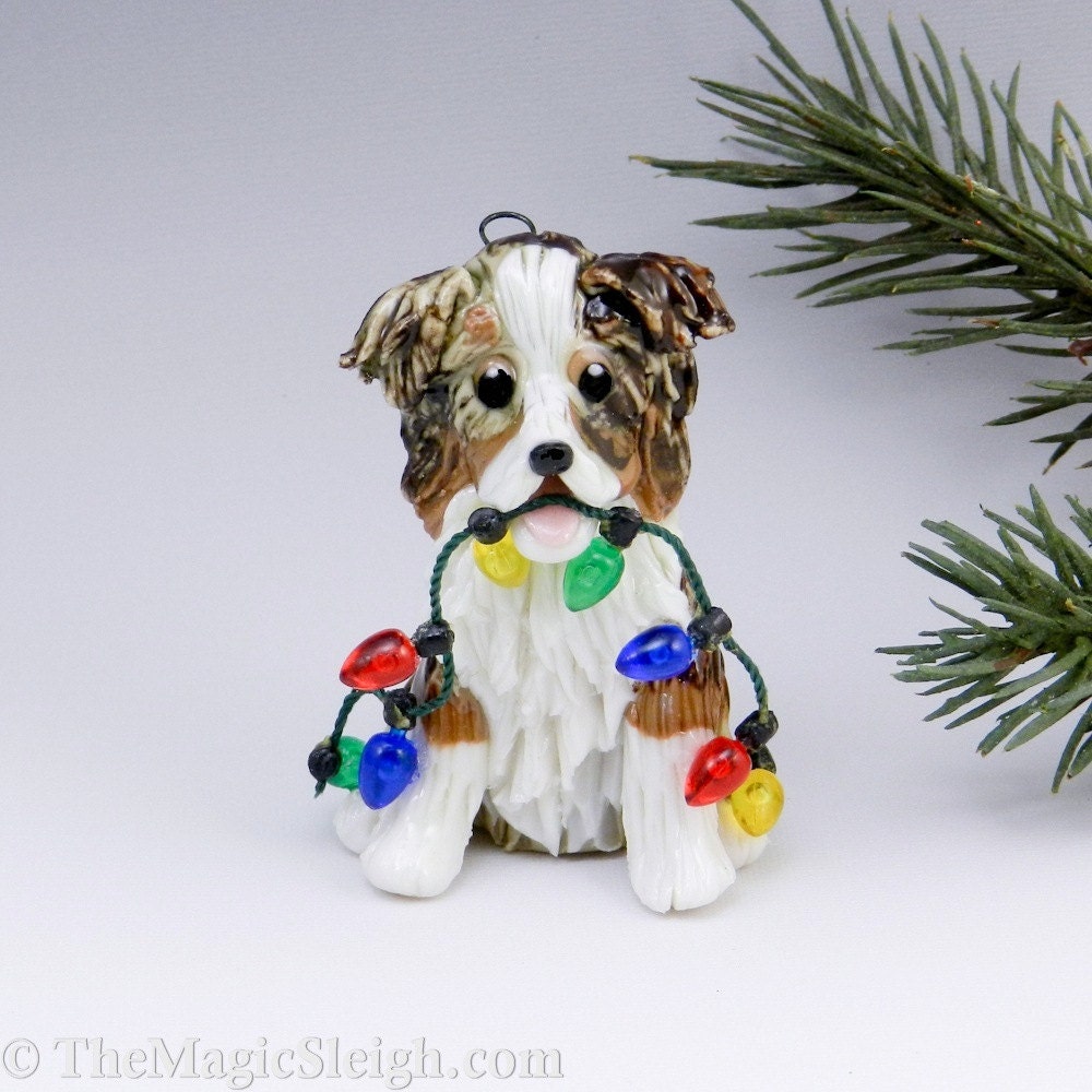 Australian Shepherd Ornament Red Merle Christmas Porcelain