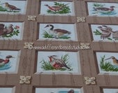 Cabin Birds- Vintage Fabric Whimsical Novelty Hunting Rustic Ducks Pheasants Turkeys  37" wide