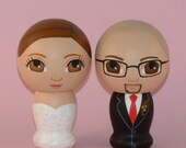 Custom Wedding Cake Toppers Hand Painted on Wooden Kokeshi Dolls