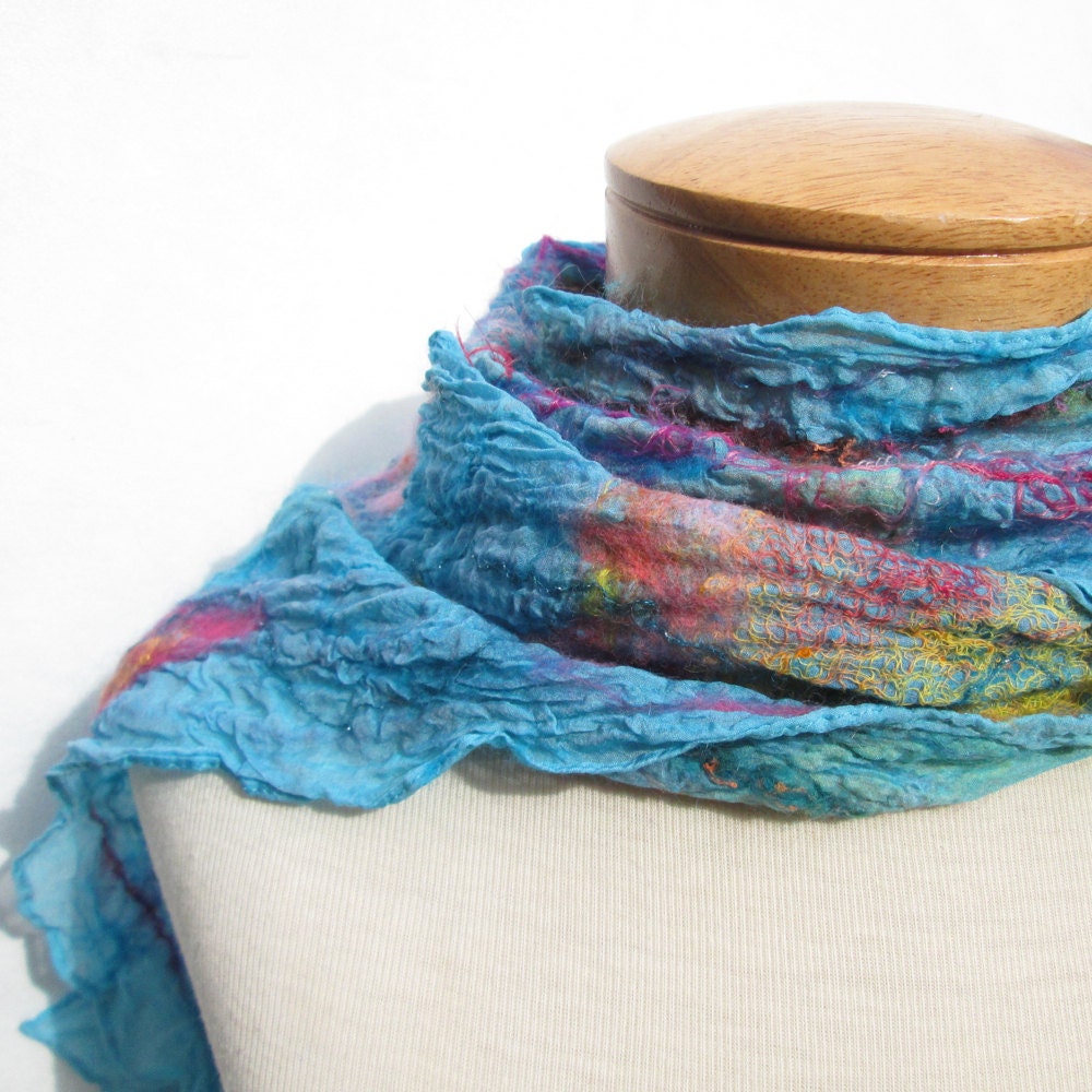Sky blue nuno felt scarf