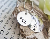 Sterling Silver Stamped Baseball Disc Necklace with Two Discs - Custom Name Mom Team Gift Pendant
