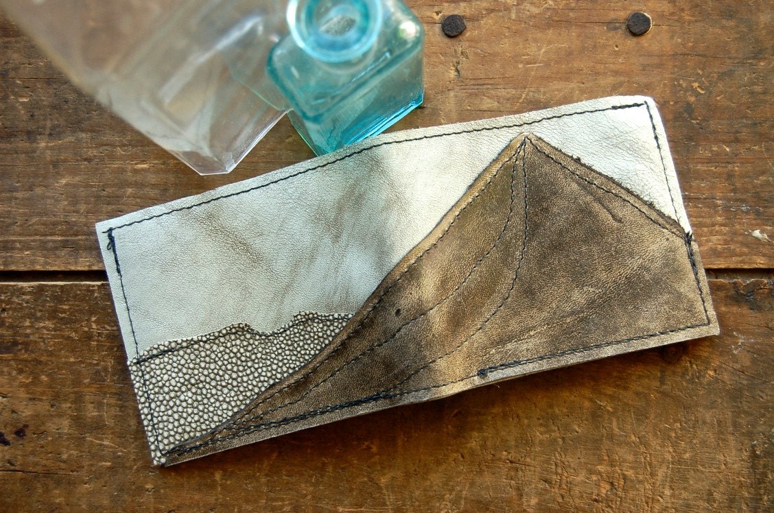 mountain range repurposed leather wallet