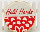 Hoop Art Hand Embroidery Valentine Gift Words to Live By Natural Linen Floral Fabric Wall Decor