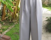 1940s style grey poly gabardine wide leg pants 31 waist 41 inches long