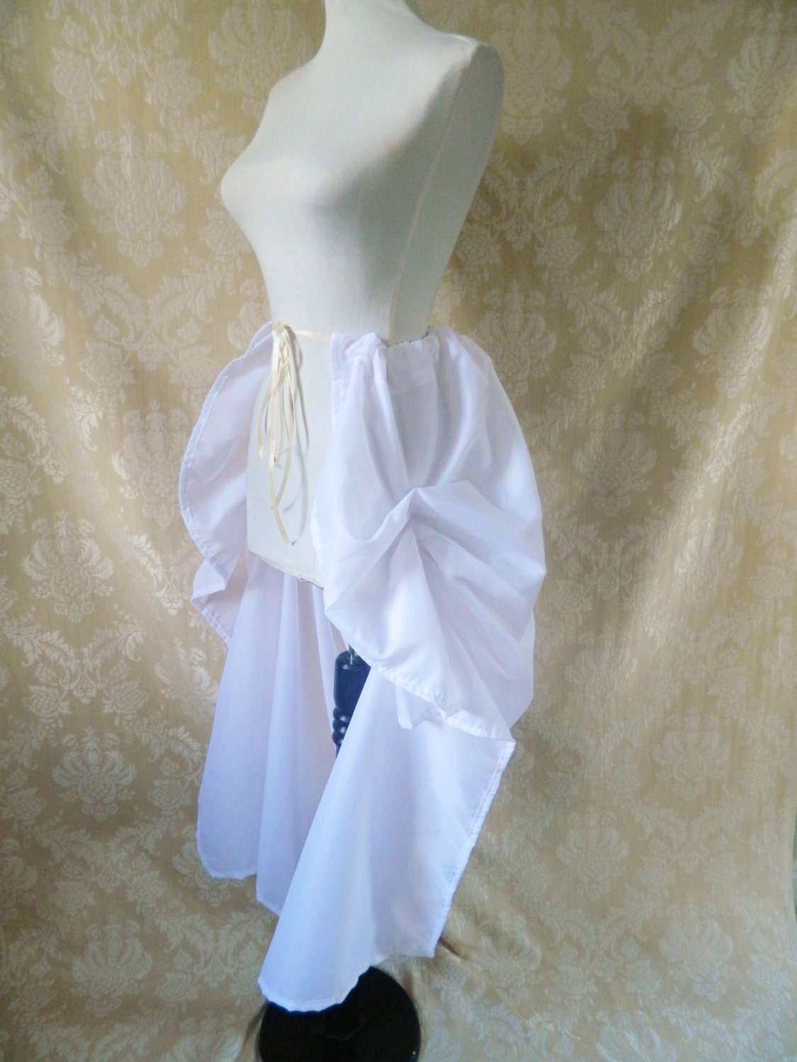 Pure White Tie On Long Bustle Skirt-One Size Fits All