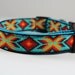 Faux beaded Navajo Spirit dog collar in bold geometric design with turquoise, red and golden yellow