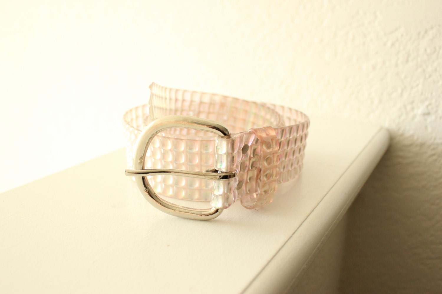 textured holographic 90s club kid belt s/m