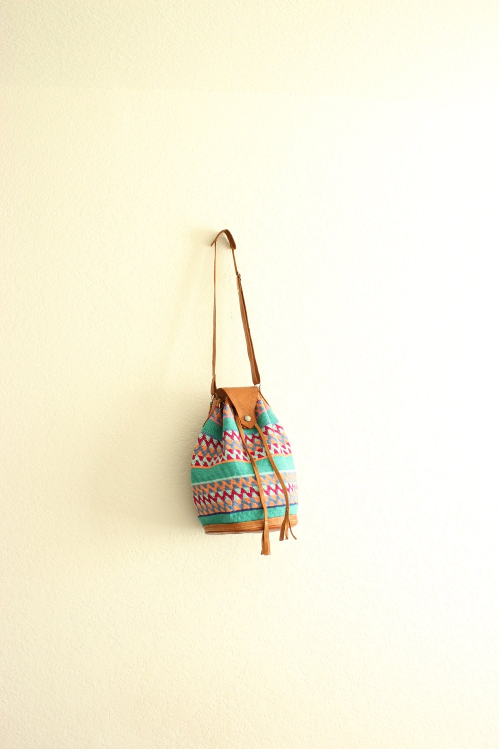 woven guatemalan kilim leather shoulder bag purse