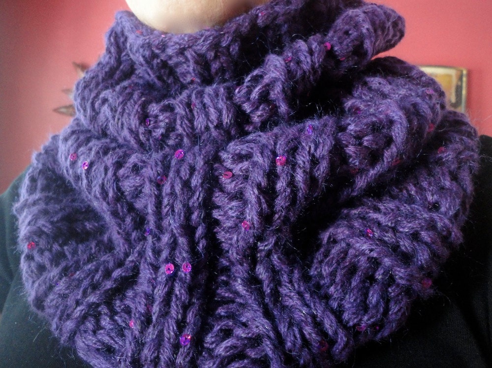 Hand Knit Big Rib Cowl
