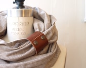 Chunky Sand stripe linen circular infinity scarf