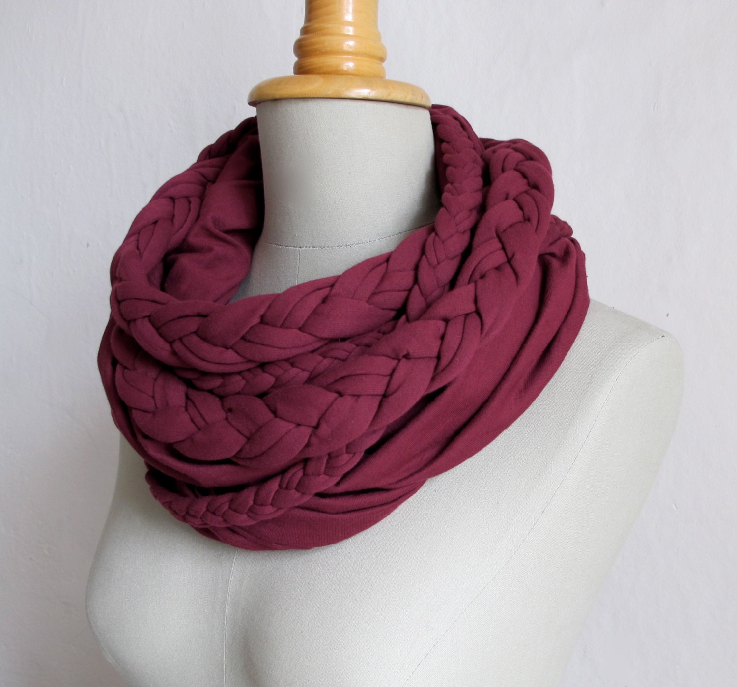 braided loop jersey in bordeaux, oxblood, 100% cotton
