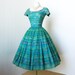 vintage 1950's dress ...dior inspired GIGI YOUNG new york floral chiffon full skirt cocktail party pin-up dress
