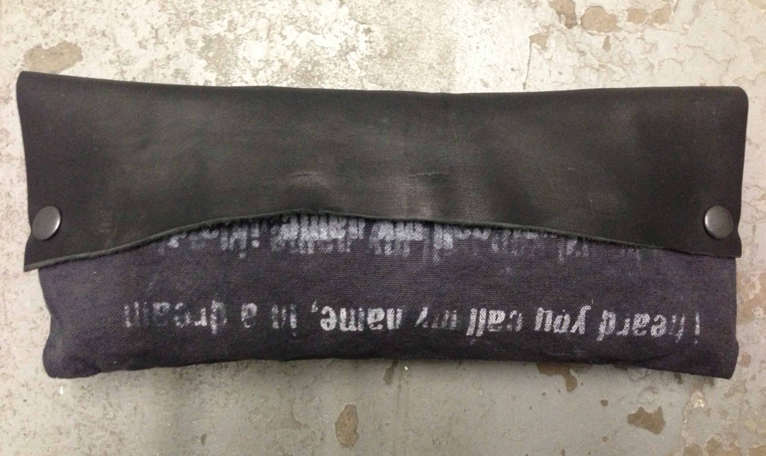 Studio SALE Clutch Bag/ Women's Bags and Purse's/ Black Leather Canvas Clutch Bag/ Edgy Bags/ Fashion Accessories / Leather Clutch