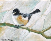 One Chickadee 5 x 7 Open Edition Print of Original Painting by Artist Michelle Lake